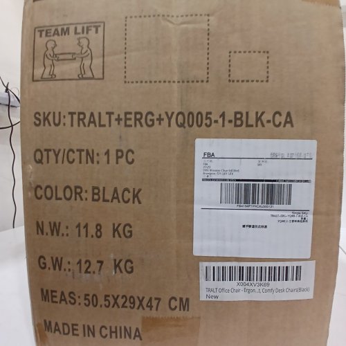 TRALT ERGONOMIC OFFICE CHAIR WITH LUMBAR & HEADREST SUPPORT - 330LB CAPACITY - BLACK (MODEL: TRALT+ERG+YQ005-1-BLK) image 2