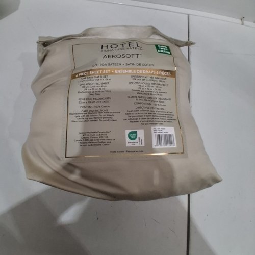 6PC HOTEL SIGNATURE COTTON SATEEN SHEET SET - KING - BEIGE (MODEL: 1992021) image 5