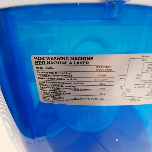 COSTWAY PORTABLE MINI WASHING MACHINE - 5.5LBS CAP - 110V - BLUE/WHITE (MODEL: FP10964US-BL/FP10964US XPB25-848B) image 6