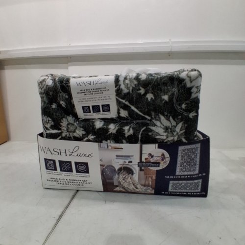 2PC WASHLUXE AREA RUG & RUNNER SET - 5FT X 7FT & 2FT X 5FT - GREY image 2