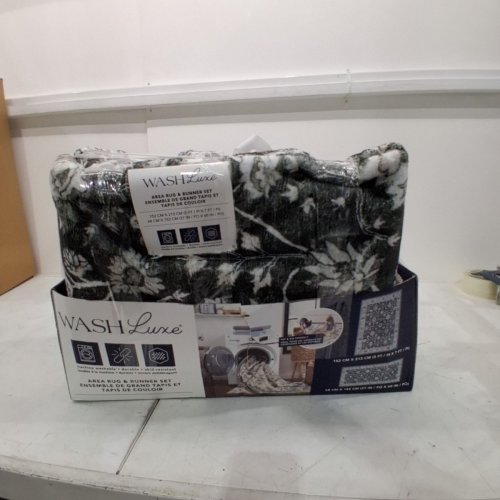 2PC WASHLUXE AREA RUG & RUNNER SET - 5FT X 7FT & 2FT X 5FT - GREY image 4