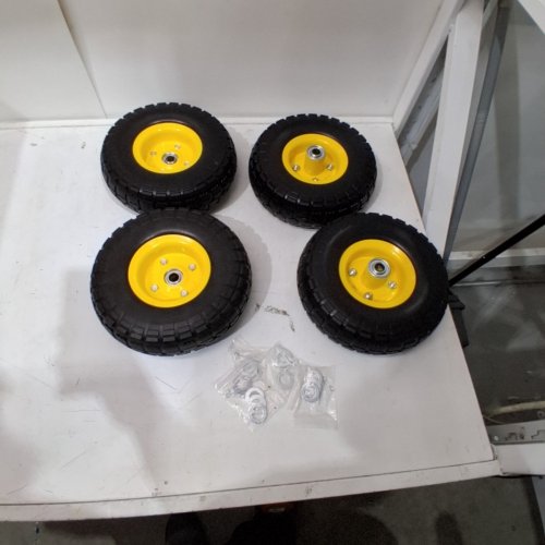 4PK UBANTE TIRE AND WHEEL FLAT FREE - FOR GORILLA CART,GARDEN CARTS,DOLLY,TROLLEY,DUMP CART - 4.10/3.50-4 - 10" - BLACK/YELLOW (MODEL: ‎UBT-10-L-4) image 2