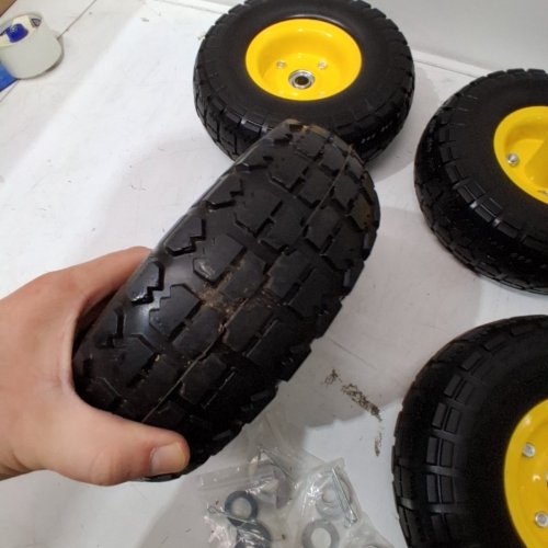 4PK UBANTE TIRE AND WHEEL FLAT FREE - FOR GORILLA CART,GARDEN CARTS,DOLLY,TROLLEY,DUMP CART - 4.10/3.50-4 - 10" - BLACK/YELLOW (MODEL: ‎UBT-10-L-4) image 3