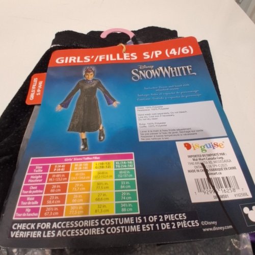 2PC GIRLS DISNEY SNOW WHITE LIVE ACTION EVIL QUEEN COSTUME - SMALL (4-6) - BLACK/PURPLE image 3
