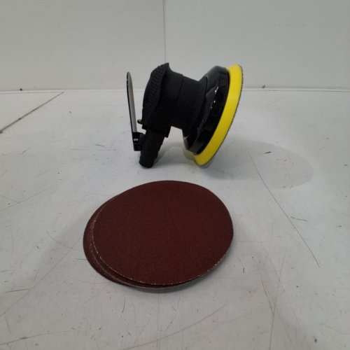 8PC AUTOLOCK PNEUMATIC AIR ORBITAL SANDER KIT MODEL - 5" ROUND - BLACK/YELLOW (MODEL: LBZS-960) image 2