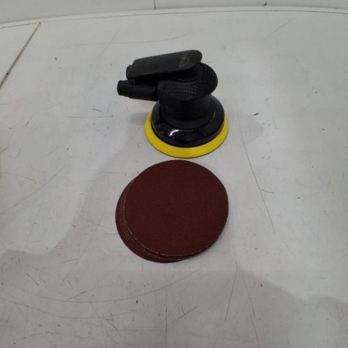 8PC AUTOLOCK PNEUMATIC AIR ORBITAL SANDER KIT MODEL - 5" ROUND - BLACK/YELLOW (MODEL: LBZS-960) image 4