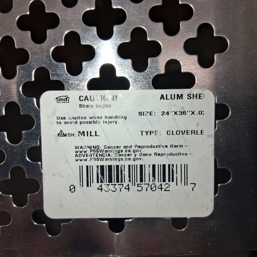 M-D BUILDING PRODUCTS MILL FINISH INDOOR/OUTDOOR CLOVERLEAF ALUMINUM SHEET - 0.20'' THICK - 2FT X 3FT (MODEL: 57042) image 4