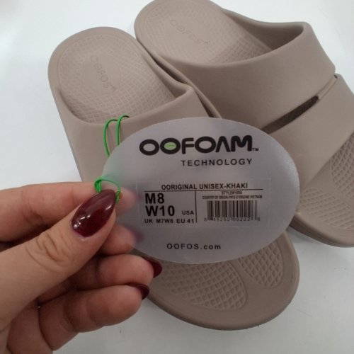UNISEX ADULT'S OOFOS SLIDES - MEN'S: 8 WOMEN'S: 10 - KHAKI (STYLE: 1100) image 3