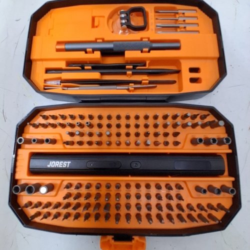 JOREST 155-IN-1 MINI ELECTRIC SCREWDRIVER SET - PRECISION POWER SCREWDRIVER WITH 5 TORQUE LEVELS, REPAIR TOOL KIT - BLACK/ORANGE image 3