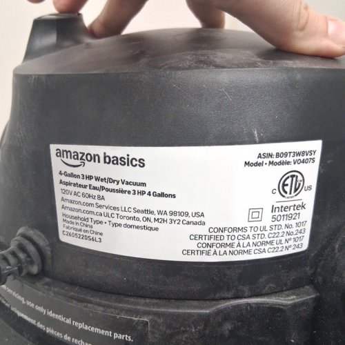 AMAZON BASICS STAINLESS STEEL WET/DRY VACUUM - 4 GALLON - SILVER/BLACK image 7