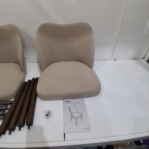 2PK COLAMY MODERN UPHOLSTERED DINING CHAIR WITH PADDED SEAT AND WOOD LEGS - 300LBS CAPACITY - BEIGE (MODEL:3008) image 4