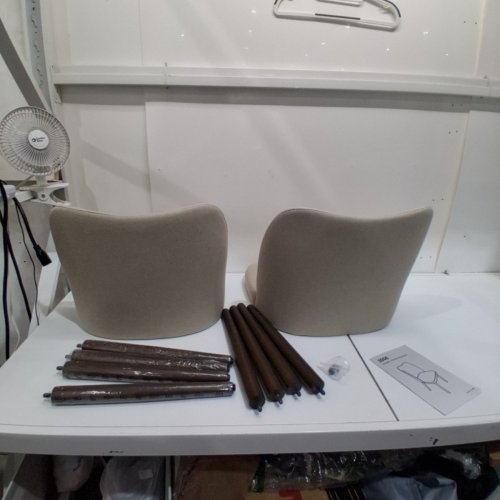 2PK COLAMY MODERN UPHOLSTERED DINING CHAIR WITH PADDED SEAT AND WOOD LEGS - 300LBS CAPACITY - BEIGE (MODEL:3008) image 5