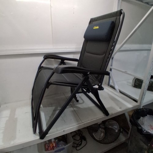 BIG OUTDOORSMAN LOUNGER CHAIR WITH SIDE TRAY - 400LBS CAPACITY - 45" X 31.5" X 22" - BLACK/GREY (MODEL:FC630-68057XL/3491151) image 2