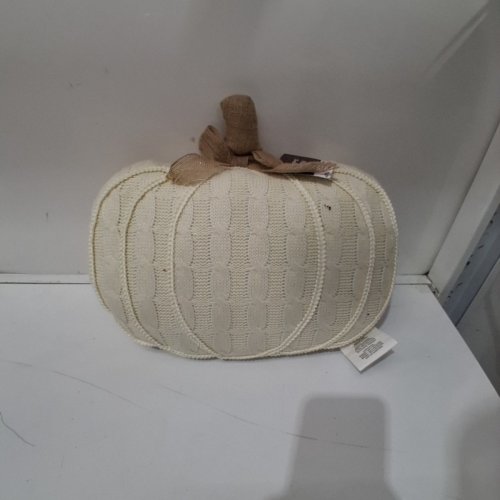 WAY TO CELEBRATE! DECORATIVE PUMPKIN PILLOW - 10" - CREAM image 2