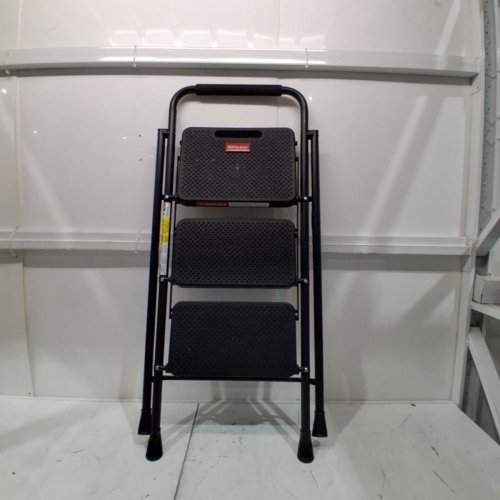 HB TOWERS STURDY STEEL LIGHTWEIGHT 3 STEP STEPSTOOL/LADDER WITH WIDE ANTI-SLIP PEDAL AND CONVENIENT HANDGRIP - 500LBS MAX - (MODEL: EN14183) image 3