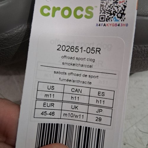 MEN'S CROCS OFFROAD SPORT CLOGS - 11 - SMOKE / CHARCOAL (MODEL: 202651-05R) image 2