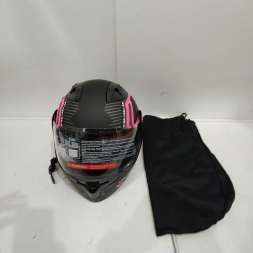 SANQING ADULT MODULAR FLIP-UP FULL-FACE MOTORCYCLE HELMET - MEDIUM (57-58CM) - BLACK / PINK (MODEL: CH-103) image 2