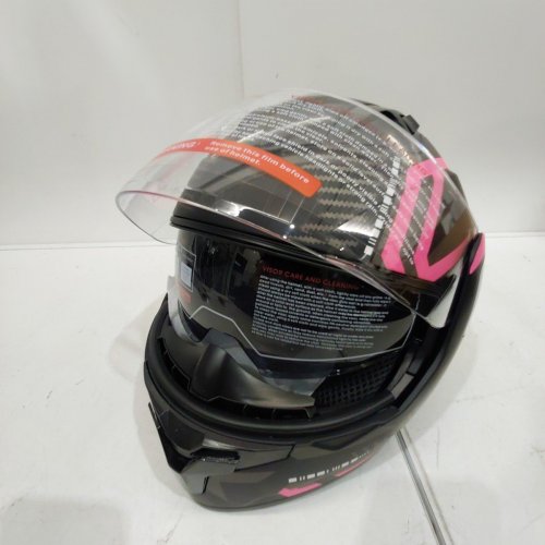 SANQING ADULT MODULAR FLIP-UP FULL-FACE MOTORCYCLE HELMET - MEDIUM (57-58CM) - BLACK / PINK (MODEL: CH-103) image 3