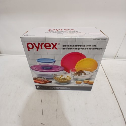8PC PYREX GLASS SCULPTED MIXING BOWL SET - ASSORTED SIZES - CLEAR (MODEL :1119590) image 2