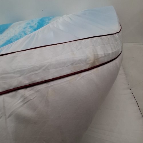 2PC KELTARO 2" THICK COMFORT SUPPORT PRESSURE RELIEF PREMIUM MATTRESS TOPPER - QUEEN (60" X 80") - BLUE/WHITE image 3