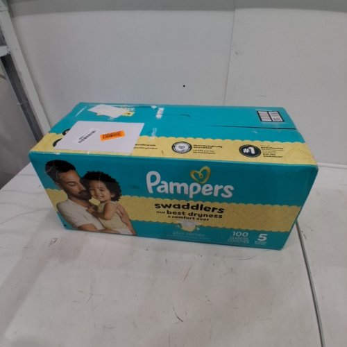 100PK PAMPERS SWADDLERS DIAPERS - SIZE 5 / 27-37 LBS image 2