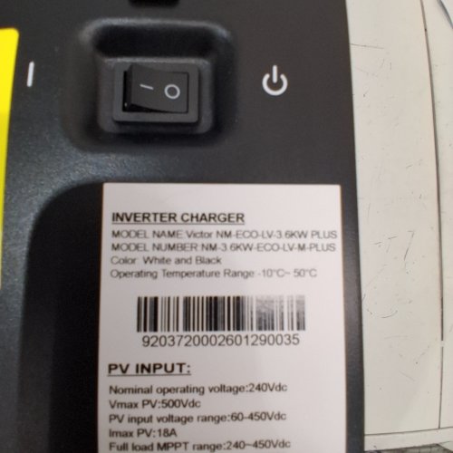 VICTOR INVERTER CHARGER - 3.6KW - 120V AC OUTPUT - 3600W - WHITE AND BLACK (MODEL: NM-3.6KW-ECO-LV-M-PLUS) image 2