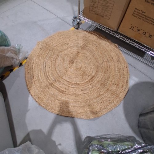 CRAFT TRADE HAND WOVEN 100% JUTE ROUND AREA RUG - 4FT - NATURAL image 2