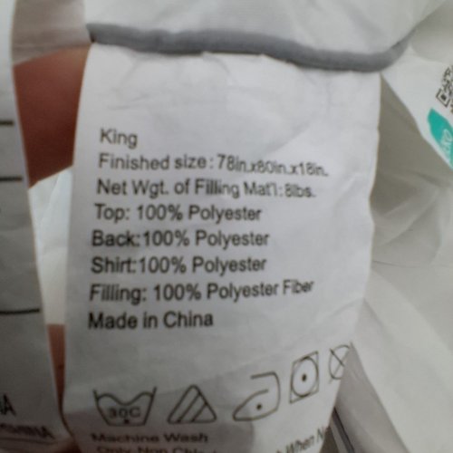 QUILTED MATTRESS TOPPER WITH ELASTIC STRAPS - 2" - KING - WHITE image 2