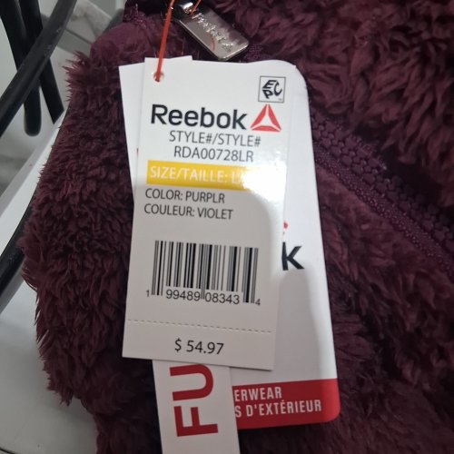 WOMEN'S REEBOK FAUX FUR OUTERWEAR ZIP UP JACKET - LARGE - PURPLE (STYLE: RDA00728LR) image 2