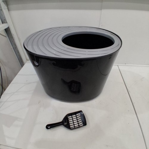 IRIS USA COVERED TOP-ENTRY SCATTER-PREVENTING CAT LITTER BOX - LARGE/20.47" X 16.14" X 14.56" - GREY/BLACK (MODEL: PUNT-530) image 2