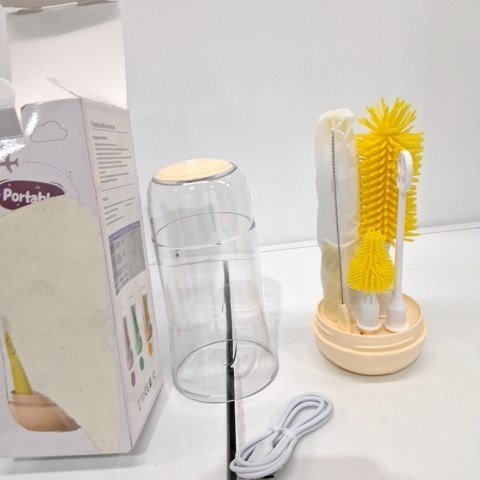 PORTABLE ELECTRIC BOTTLE BRUSH CLEANER WITH STORAGE BOX - YELLOW image 2