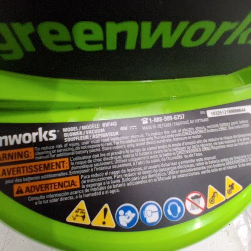 GREENWORKS 2-SPEED LEAF BLOWER/VACUUM *TOOL ONLY* - 375CFM/230MPH - 12A - GREEN/BLACK (MODEL: BVF443) image 6