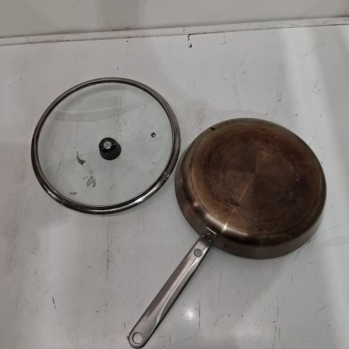 2PC FRYING PAN WITH GLASS LID- 18"- BLACK image 3