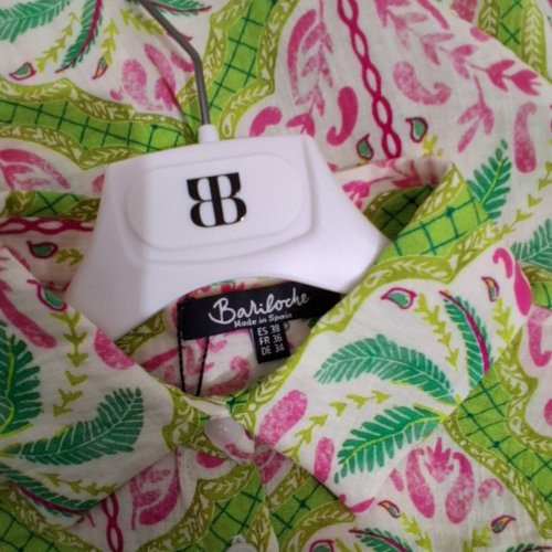 WOMEN'S BARILOCHE FLORAL PRINT BUTTON-UP SHIRT - SMALL / MEDIUM - 38 - GREEN / PINK / WHITE (STYLE: APUS) image 5