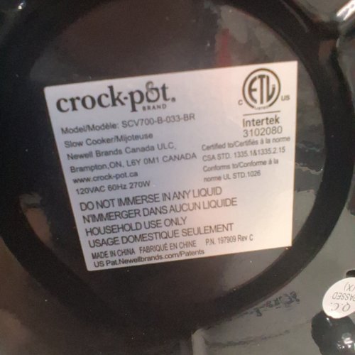 CROCK-POT SLOW COOKER CLASIC - 7QT- BLACK ( MODEL- SCV700-B-033-BR) image 3