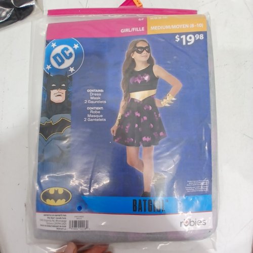 3PC GIRLS RUBIES DC BATGIRL COSTUME - MEDIUM (8-10) - BLACK/PURPLE/GOLD (STYLE: 1001753) image 2