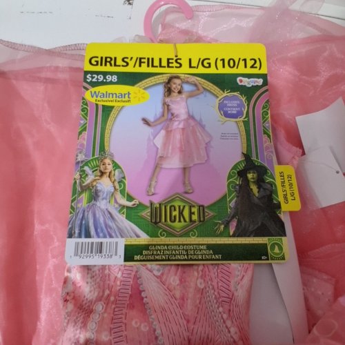 GIRL'S DISGUISE WICKED GLINDA COSTUME - LARGE 10/12 - PINK image 3