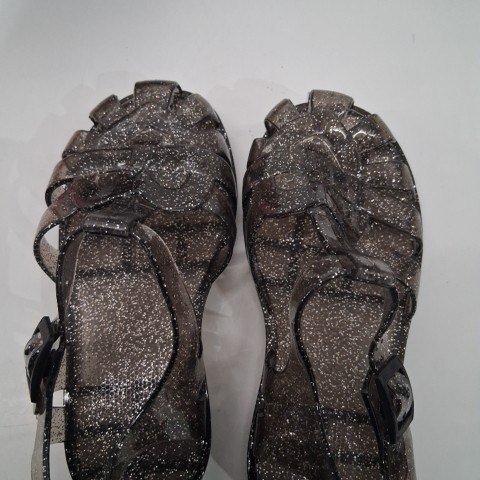 GIRL'S PLASTIC GLITTER SANDALS -SIZE 11 - BLACK image 2