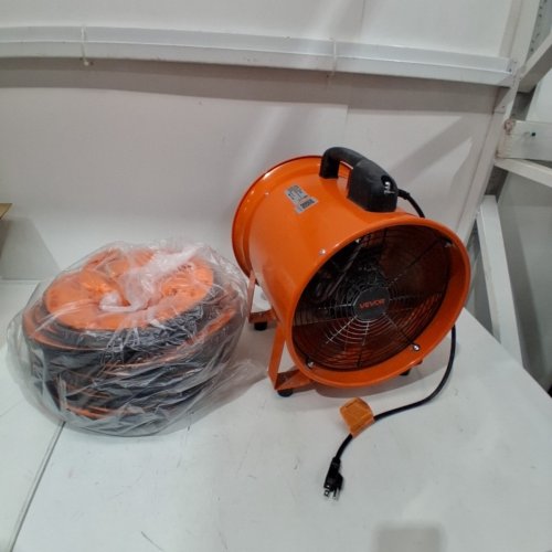 METAL AXIAL PORTABLE PROPELLER VENTILATION FAN WITH 33FT DUCT HOSE - 12" - 120V 585 WATTS - 3198CFM - ORANGE/BLACK (MODEL: BT-SHT12A-U(S)10) image 3