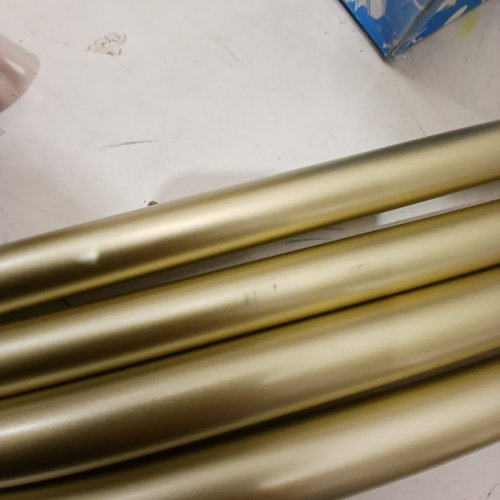 UMBRA CAPPA 1" DRAPERY CURTAIN ROD W/ MATCHING FINIALS, BRACKETS & HARDWARE - 66" - 120" - BRASS - (MODEL 245976-104-REM) image 3