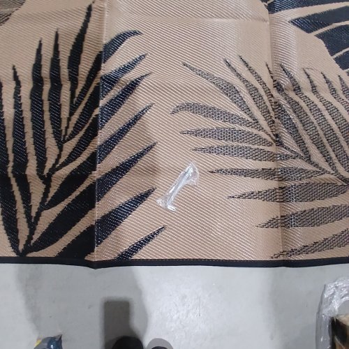 GENIMO WATERPROOF PLASTIC STRAW OUTDOOR CARPET RUG - 8FT X 10FT - BROWN/BLACK LEAF image 3