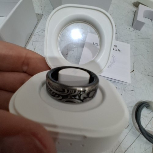 UNISEX VINTAGE WATERPROOF SMART RING WITH HEART RATE MONITOR, BLOOD OXYGEN TRACKING, SLEEP MONITORING AND FITNESS ACTIVITY TRACKING - SIZE 11 - BLACK WITH GOLD ACCENTS (BJ02) image 4
