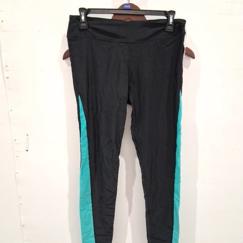 WOMEN'S ATTRACO RASH GUARD ATHLETIC LEGGINGS - LARGE - BLACK/TURQUOISE image 2