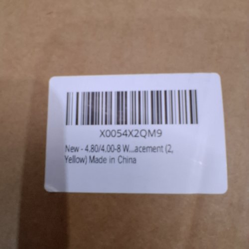 2PK SIMEIQI SERRATED PATTERN FLAT-FREE SOLID TIRE AND WHEEL - 8" RIM - 16" TIRE - YELLOW/BLACK (MODEL: 4.80/4.00-8") image 2