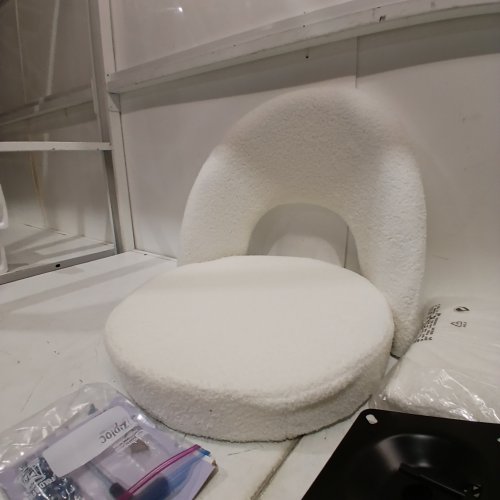 ADJUSTABLE SWIVEL FAUX FUR VANITY CHAIR - WHITE image 3