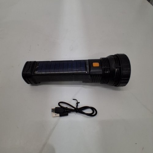 DARUI STAR LED FLASHLIGHT WITH BUILT-IN POWER BANK AND SOLAR CHARGING - 1200 MAH - BLACK (MODEL: YF-1128) image 4
