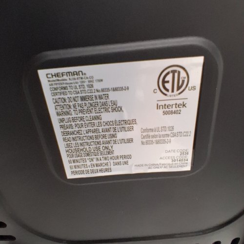 CHEFMAN TURBOFRY XL AIR FRYER - 8.5L/9QT - BLACK (MODEL:1909211) image 6