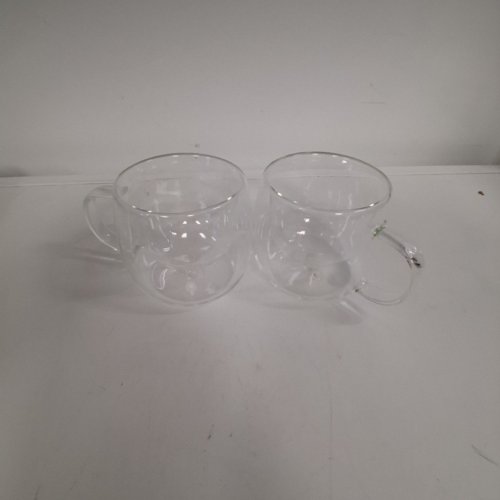 2 DOUBLE WALL GLASS COFFEE CUPS - 300 ML - CLEAR image 2