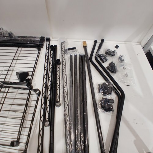 VEVOR OVER WASHER/DRYER STORAGE RACK WITH MULTIFUNCTIONAL HOOKS AND ADJUSTABLE SHELVES - 6.4FT - BLACK - (MODEL: SHSS863052196-3B) image 3