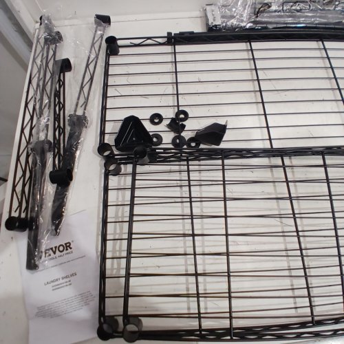 VEVOR OVER WASHER/DRYER STORAGE RACK WITH MULTIFUNCTIONAL HOOKS AND ADJUSTABLE SHELVES - 6.4FT - BLACK - (MODEL: SHSS863052196-3B) image 4